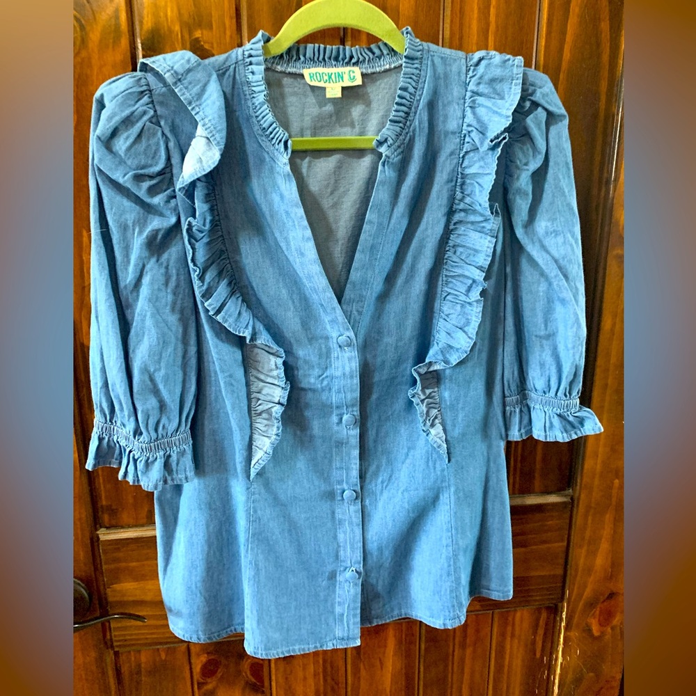 Gently Used Denim Blue Blouse